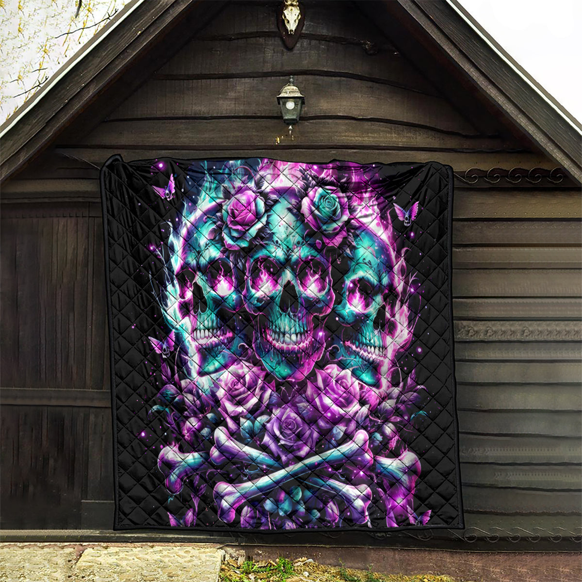 Rose Skull Quilt Stuck Between IDK IDC And IDGAF - Wonder Print Shop