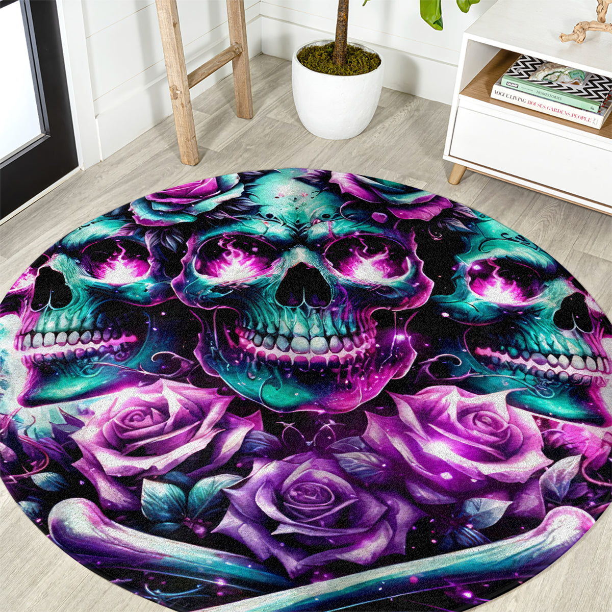 Rose Skull Round Carpet Stuck Between IDK IDC And IDGAF