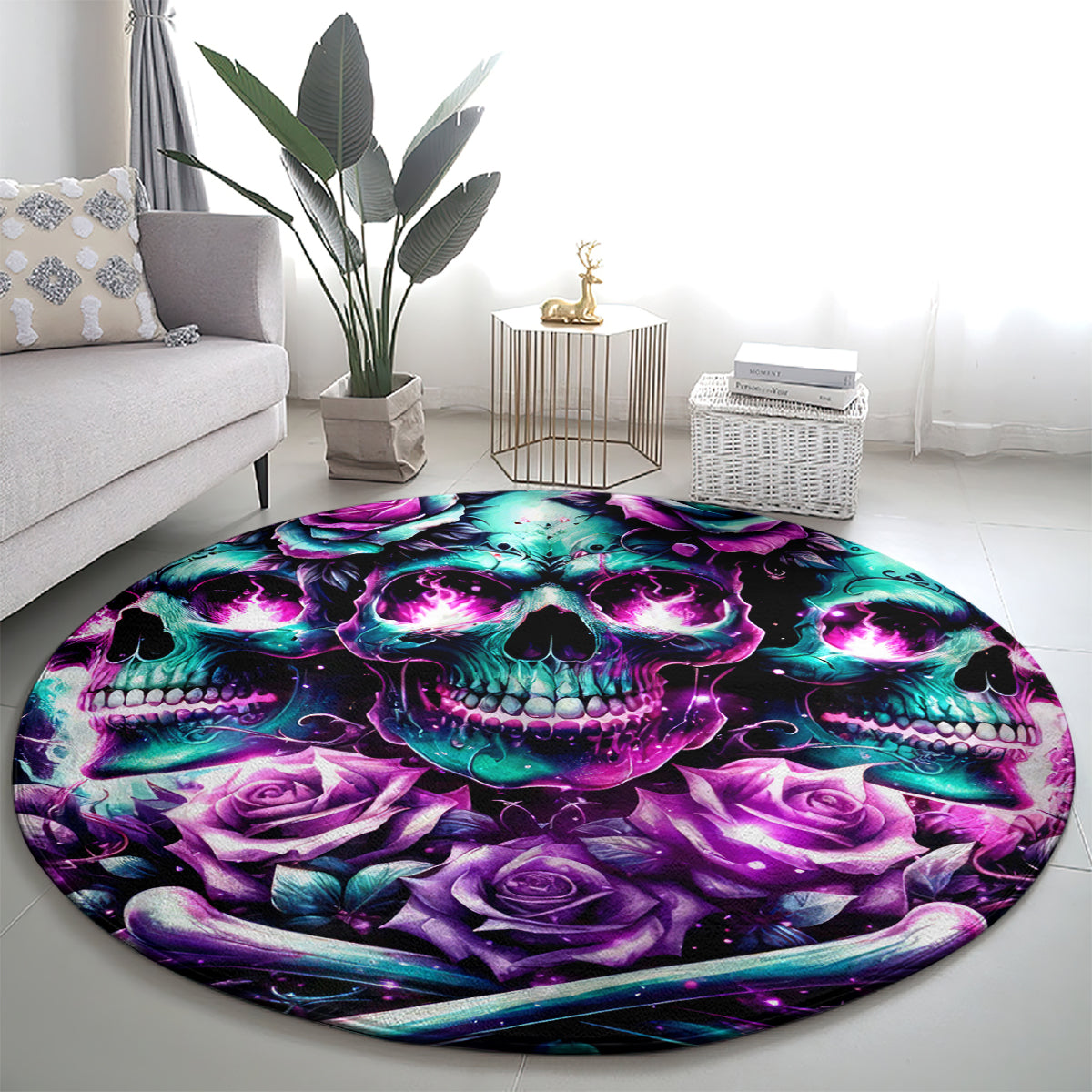 Rose Skull Round Carpet Stuck Between IDK IDC And IDGAF