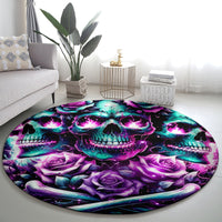 Rose Skull Round Carpet Stuck Between IDK IDC And IDGAF