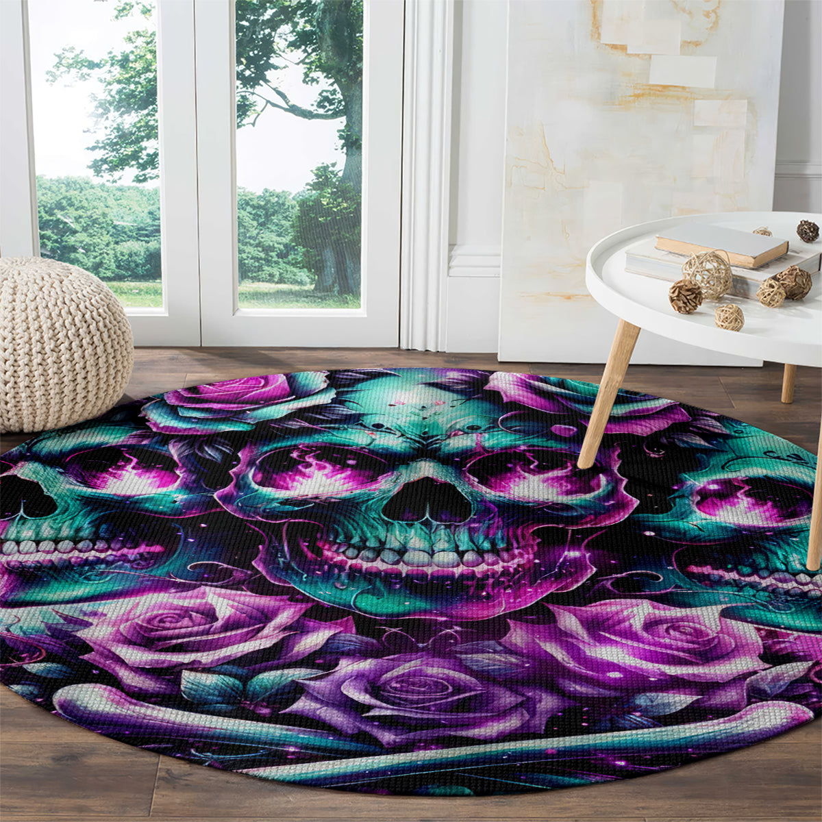Rose Skull Round Carpet Stuck Between IDK IDC And IDGAF