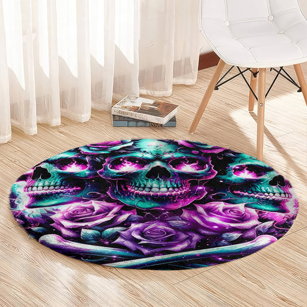 Rose Skull Round Carpet Stuck Between IDK IDC And IDGAF