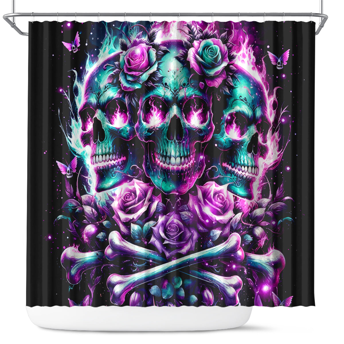 Rose Skull Shower Curtain Stuck Between IDK IDC And IDGAF