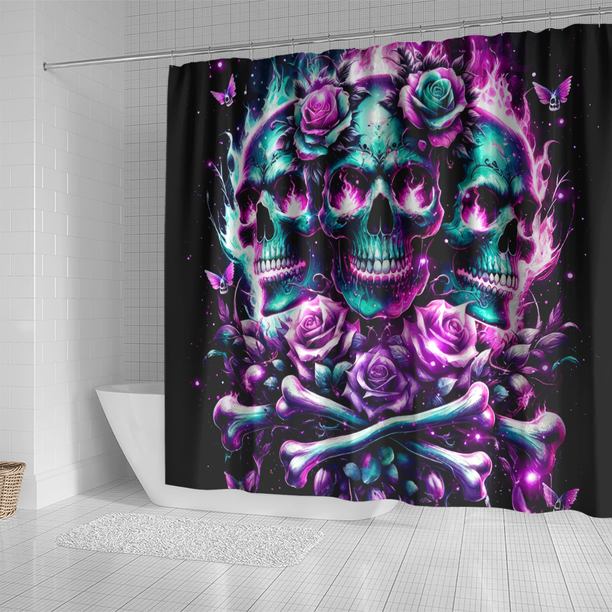 Rose Skull Shower Curtain Stuck Between IDK IDC And IDGAF