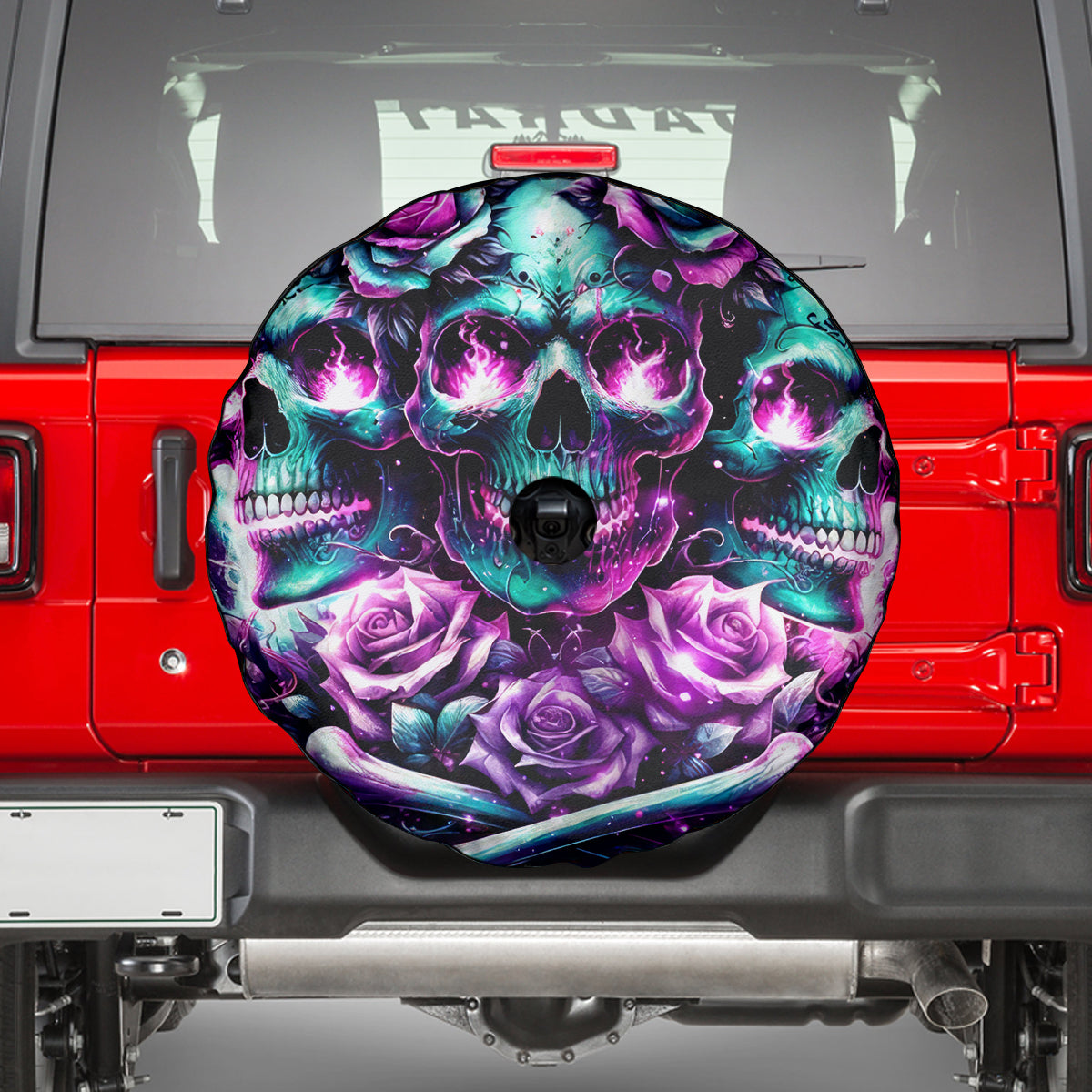 Rose Skull Spare Tire Cover Stuck Between IDK IDC And IDGAF - Wonder Print Shop