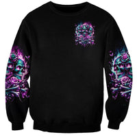 Rose Skull Sweatshirt Stuck Between IDK IDC And IDGAF - Wonder Print Shop