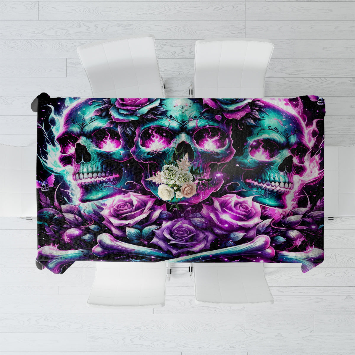 Rose Skull Tablecloth Stuck Between IDK IDC And IDGAF - Wonder Print Shop