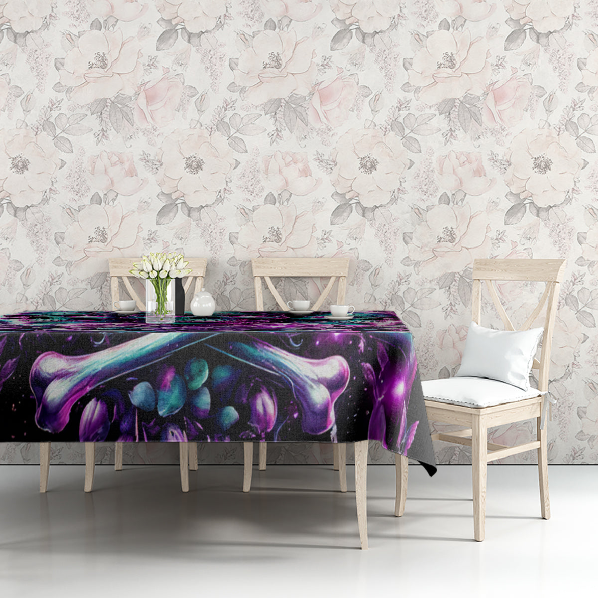 Rose Skull Tablecloth Stuck Between IDK IDC And IDGAF - Wonder Print Shop