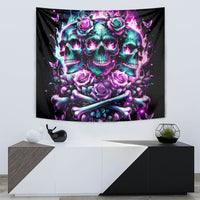 Rose Skull Tapestry Stuck Between IDK IDC And IDGAF - Wonder Print Shop