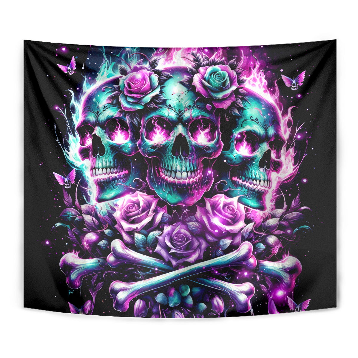 Rose Skull Tapestry Stuck Between IDK IDC And IDGAF - Wonder Print Shop