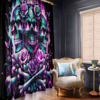 Rose Skull Window Curtain Stuck Between IDK IDC And IDGAF - Wonder Print Shop