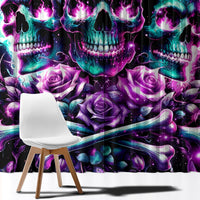 Rose Skull Window Curtain Stuck Between IDK IDC And IDGAF - Wonder Print Shop