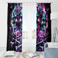 Rose Skull Window Curtain Stuck Between IDK IDC And IDGAF - Wonder Print Shop