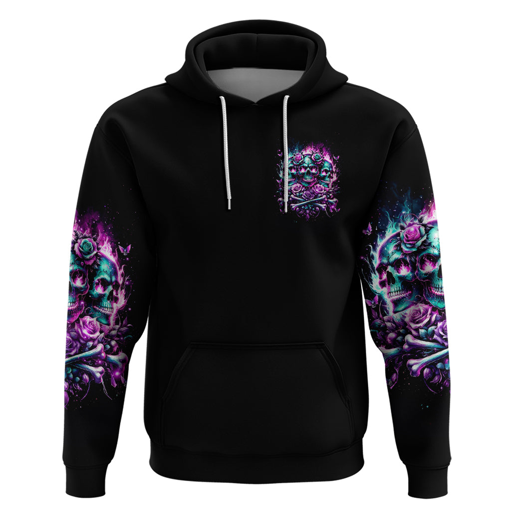 Rose Skull Zip Hoodie Stuck Between IDK IDC And IDGAF - Wonder Print Shop