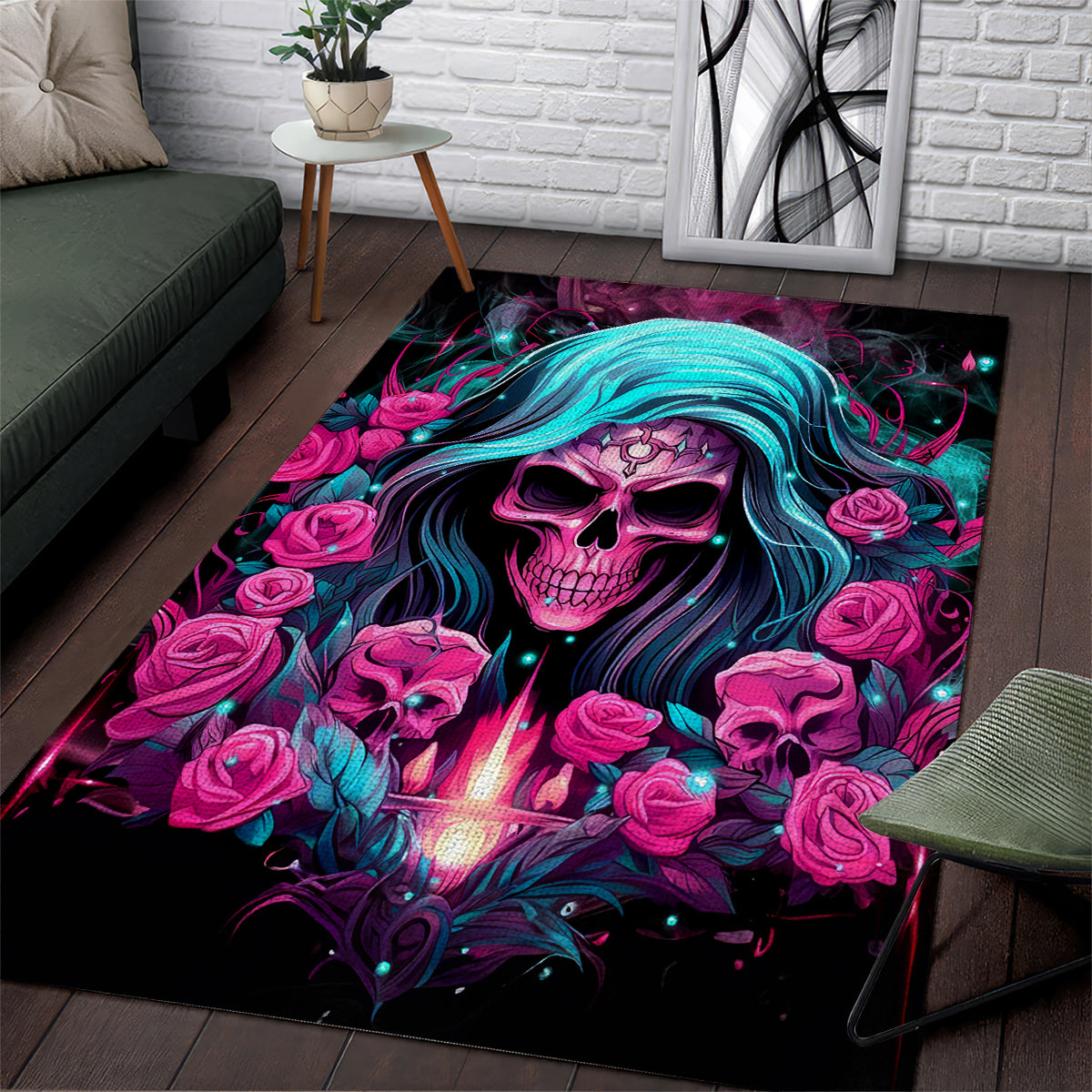 Lady Skull Area Rug The Good Girl In Me Got Tired Of The Bullshit - Wonder Print Shop