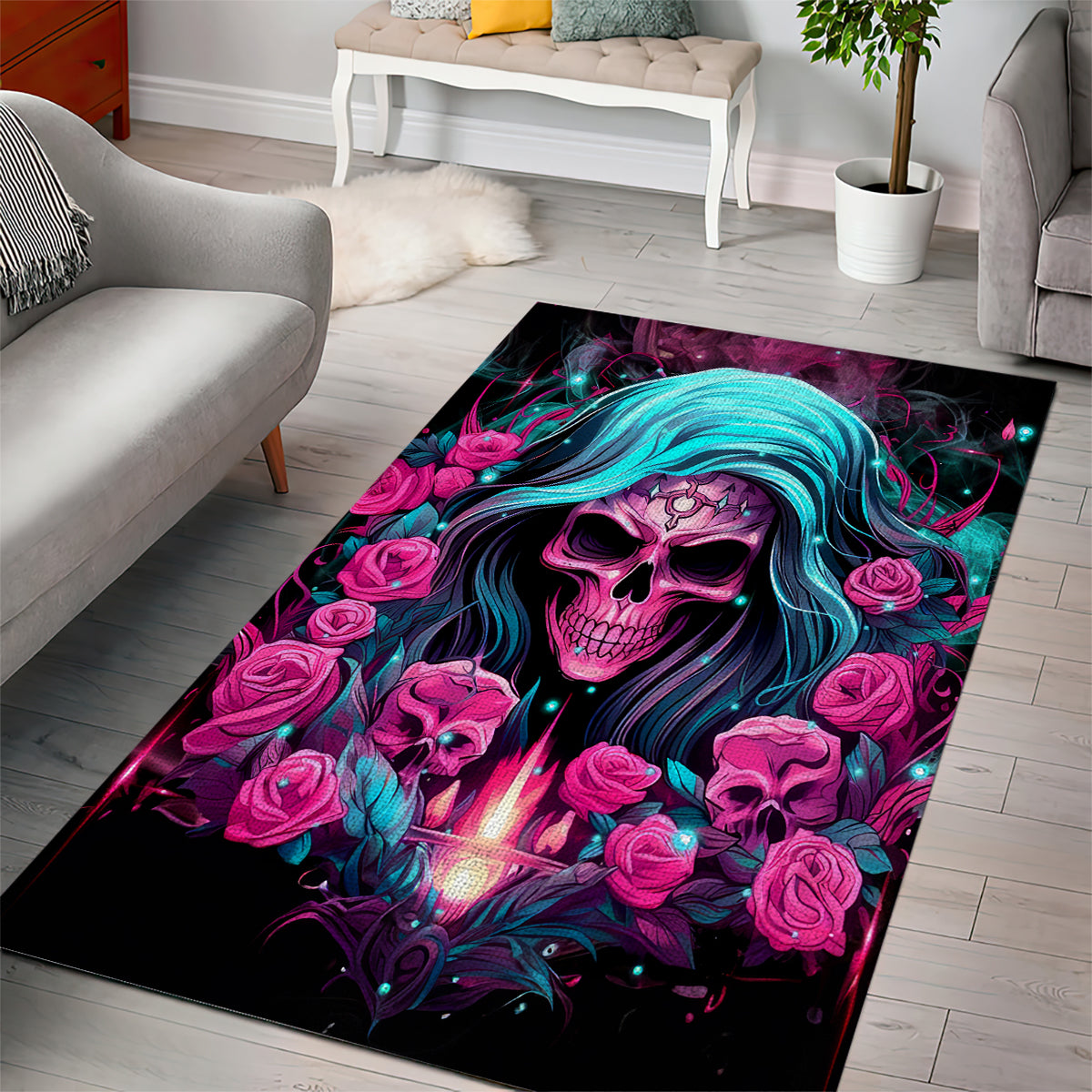 Lady Skull Area Rug The Good Girl In Me Got Tired Of The Bullshit - Wonder Print Shop