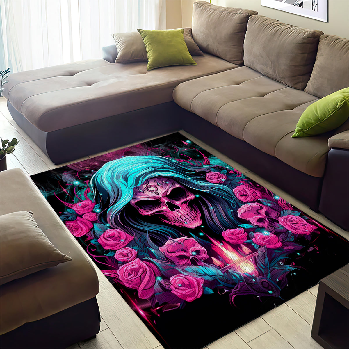 Lady Skull Area Rug The Good Girl In Me Got Tired Of The Bullshit - Wonder Print Shop