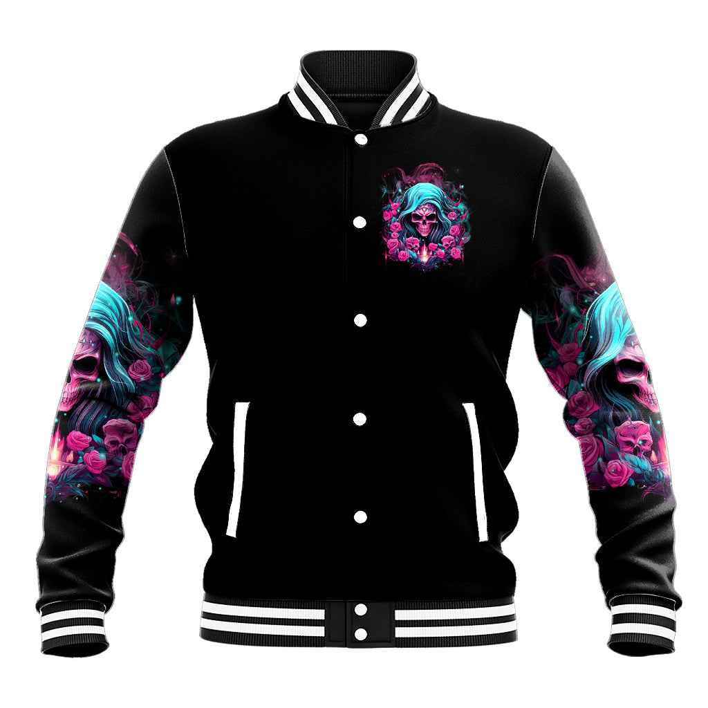 Lady Skull Baseball Jacket The Good Girl In Me Got Tired Of The Bullshit - Wonder Print Shop