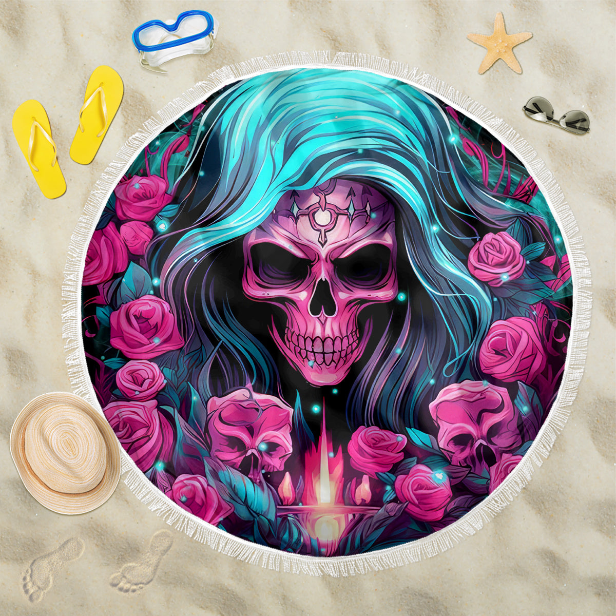 Lady Skull Beach Blanket The Good Girl In Me Got Tired Of The Bullshit - Wonder Print Shop