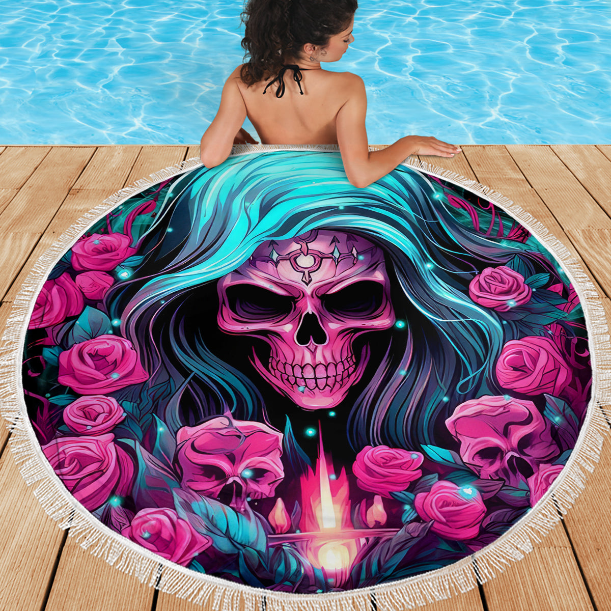 Lady Skull Beach Blanket The Good Girl In Me Got Tired Of The Bullshit - Wonder Print Shop