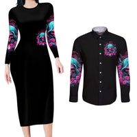 Lady Skull Couples Matching Long Sleeve Bodycon Dress and Long Sleeve Button Shirt The Good Girl In Me Got Tired Of The Bullshit - Wonder Print Shop