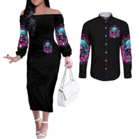 Lady Skull Couples Matching Off The Shoulder Long Sleeve Dress and Long Sleeve Button Shirt The Good Girl In Me Got Tired Of The Bullshit