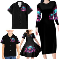 Lady Skull Family Matching Long Sleeve Bodycon Dress and Hawaiian Shirt The Good Girl In Me Got Tired Of The Bullshit - Wonder Print Shop