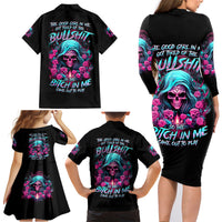 Lady Skull Family Matching Long Sleeve Bodycon Dress and Hawaiian Shirt The Good Girl In Me Got Tired Of The Bullshit - Wonder Print Shop