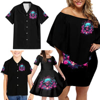 Lady Skull Family Matching Off Shoulder Short Dress and Hawaiian Shirt The Good Girl In Me Got Tired Of The Bullshit - Wonder Print Shop