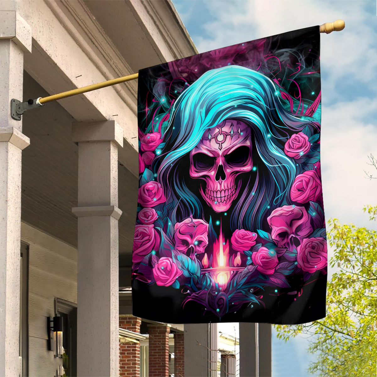 Lady Skull Garden Flag The Good Girl In Me Got Tired Of The Bullshit - Wonder Print Shop