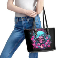 Lady Skull Leather Tote Bag The Good Girl In Me Got Tired Of The Bullshit - Wonder Print Shop