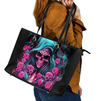 Lady Skull Leather Tote Bag The Good Girl In Me Got Tired Of The Bullshit - Wonder Print Shop
