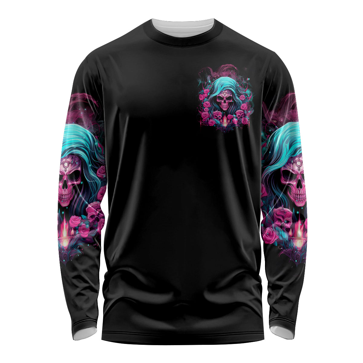 Lady Skull Long Sleeve Shirt The Good Girl In Me Got Tired Of The Bullshit - Wonder Print Shop