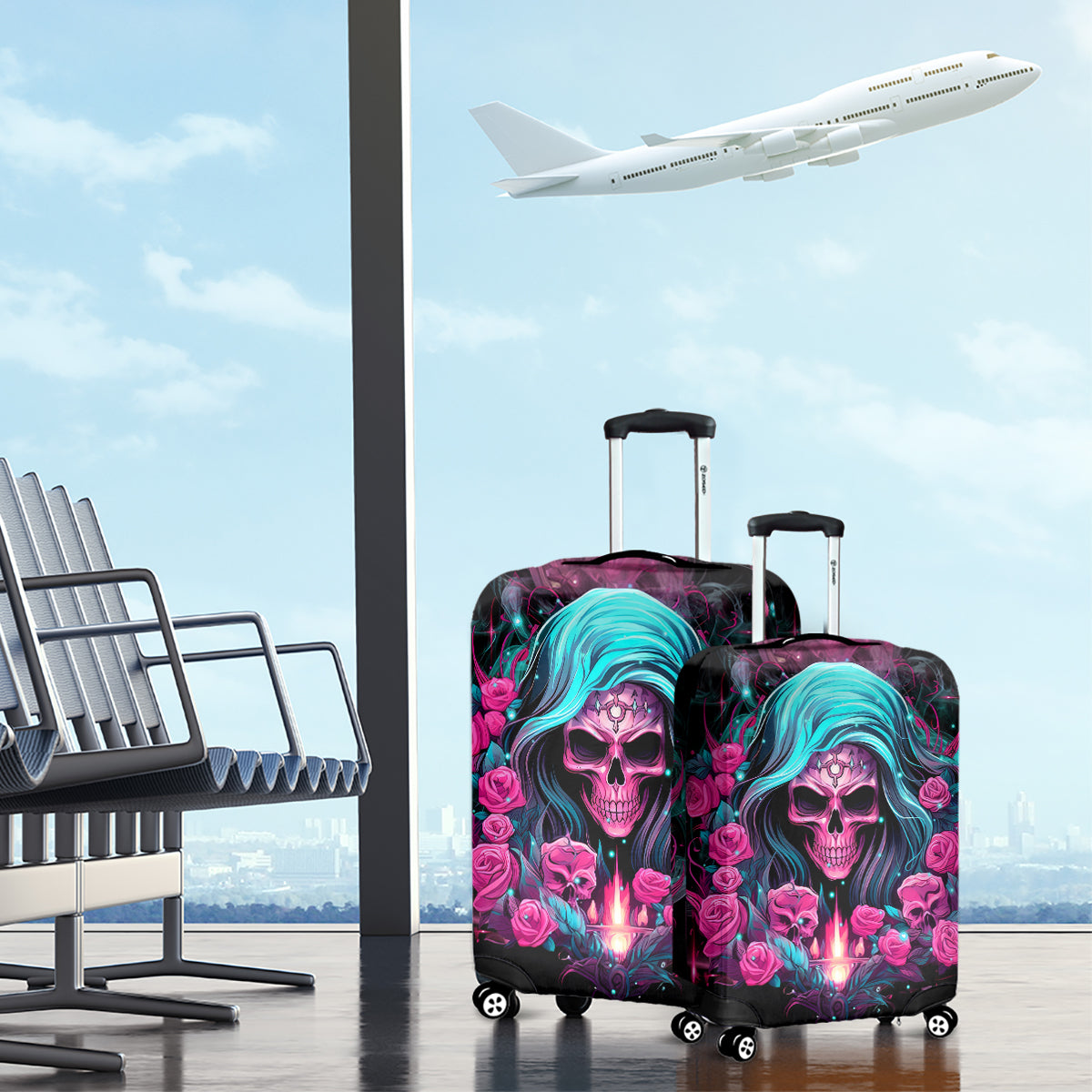 Lady Skull Luggage Cover The Good Girl In Me Got Tired Of The Bullshit - Wonder Print Shop