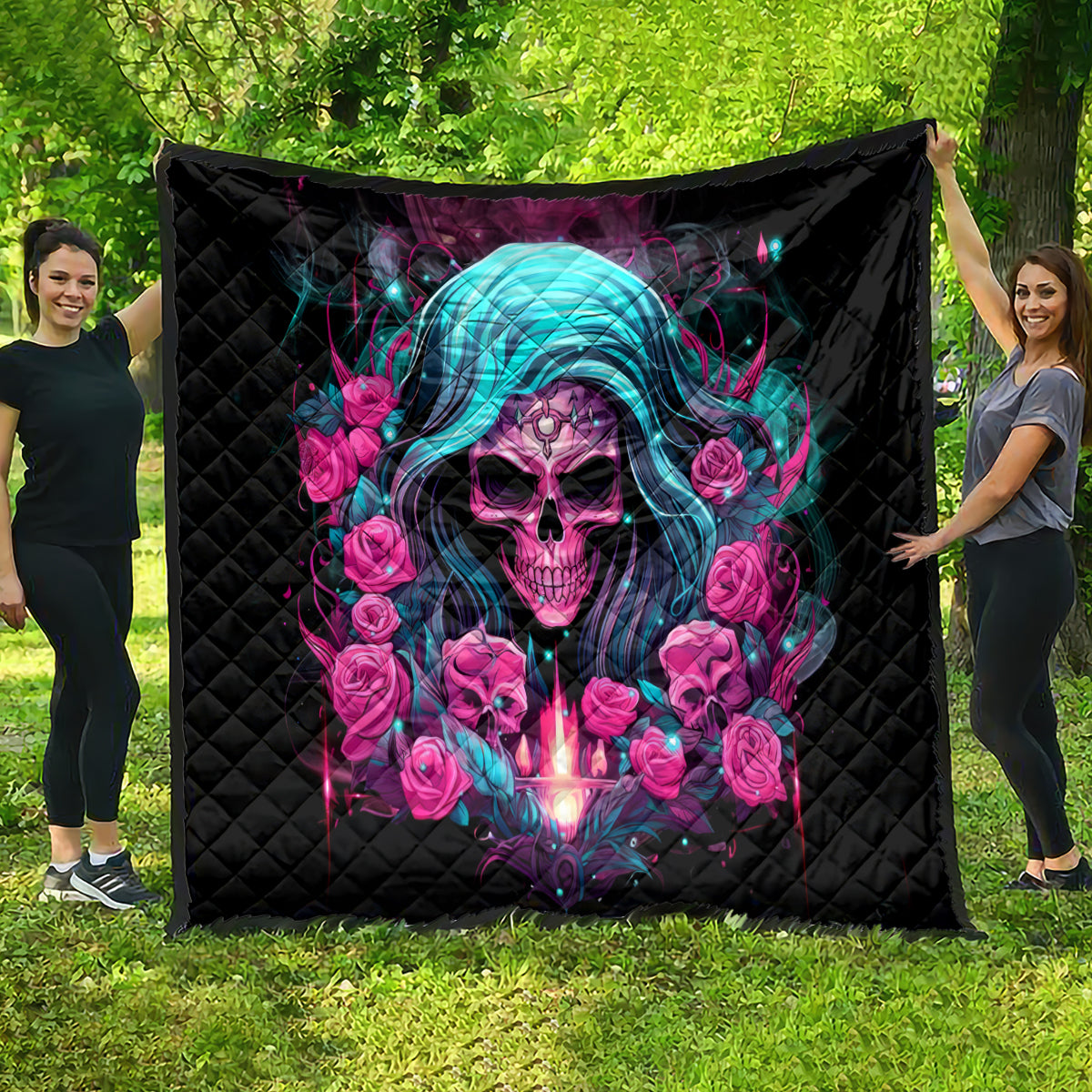 Lady Skull Quilt The Good Girl In Me Got Tired Of The Bullshit - Wonder Print Shop