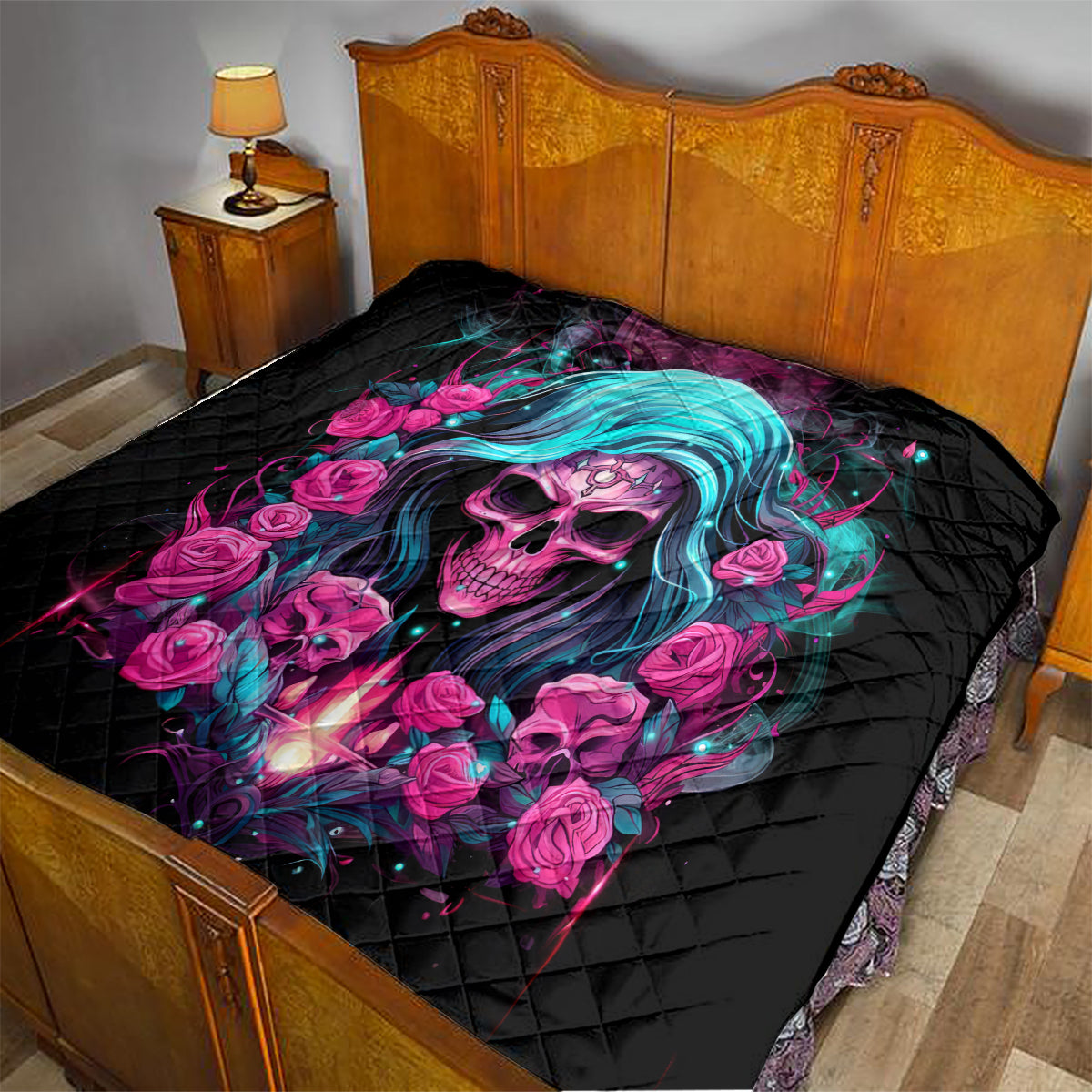 Lady Skull Quilt The Good Girl In Me Got Tired Of The Bullshit - Wonder Print Shop