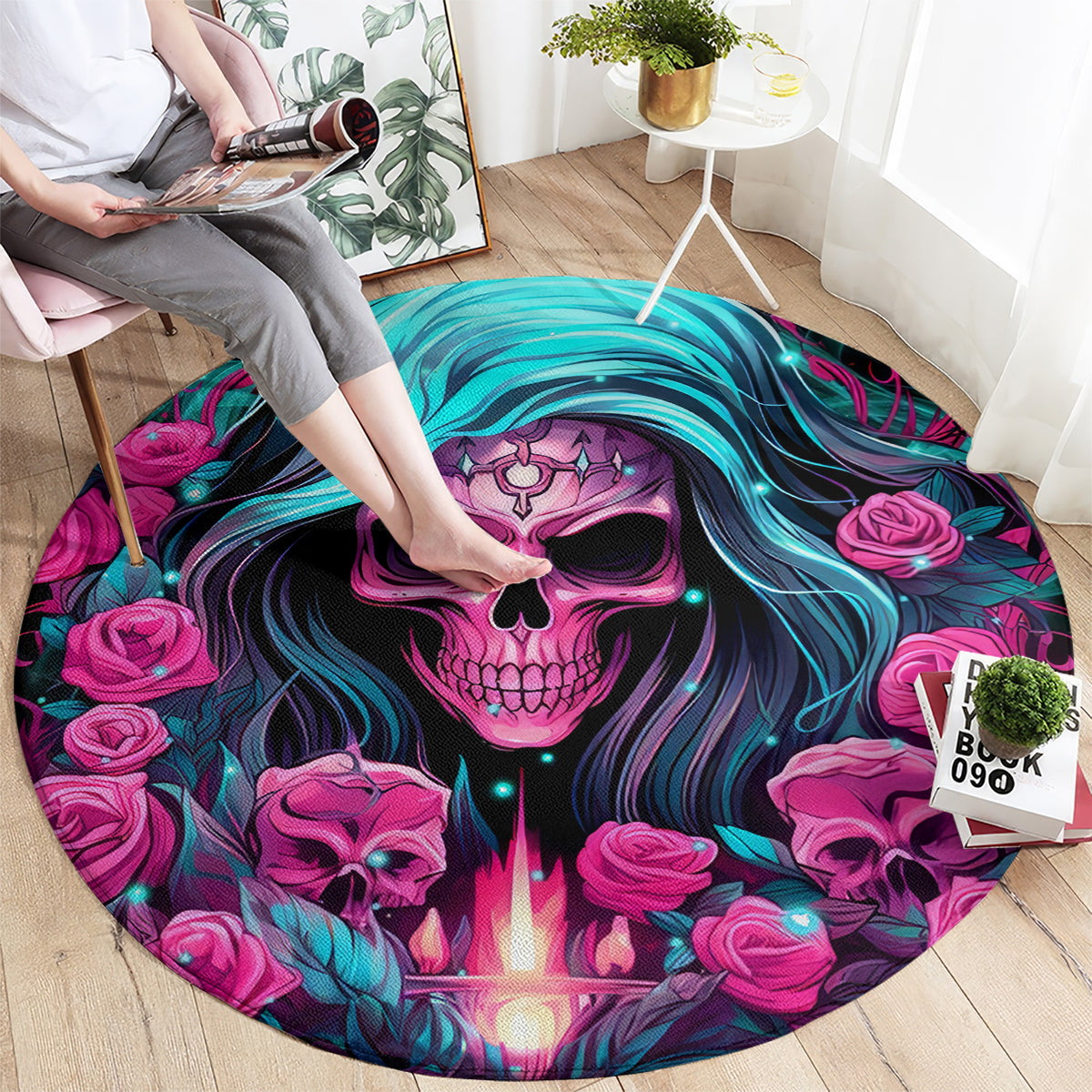 Lady Skull Round Carpet The Good Girl In Me Got Tired Of The Bullshit