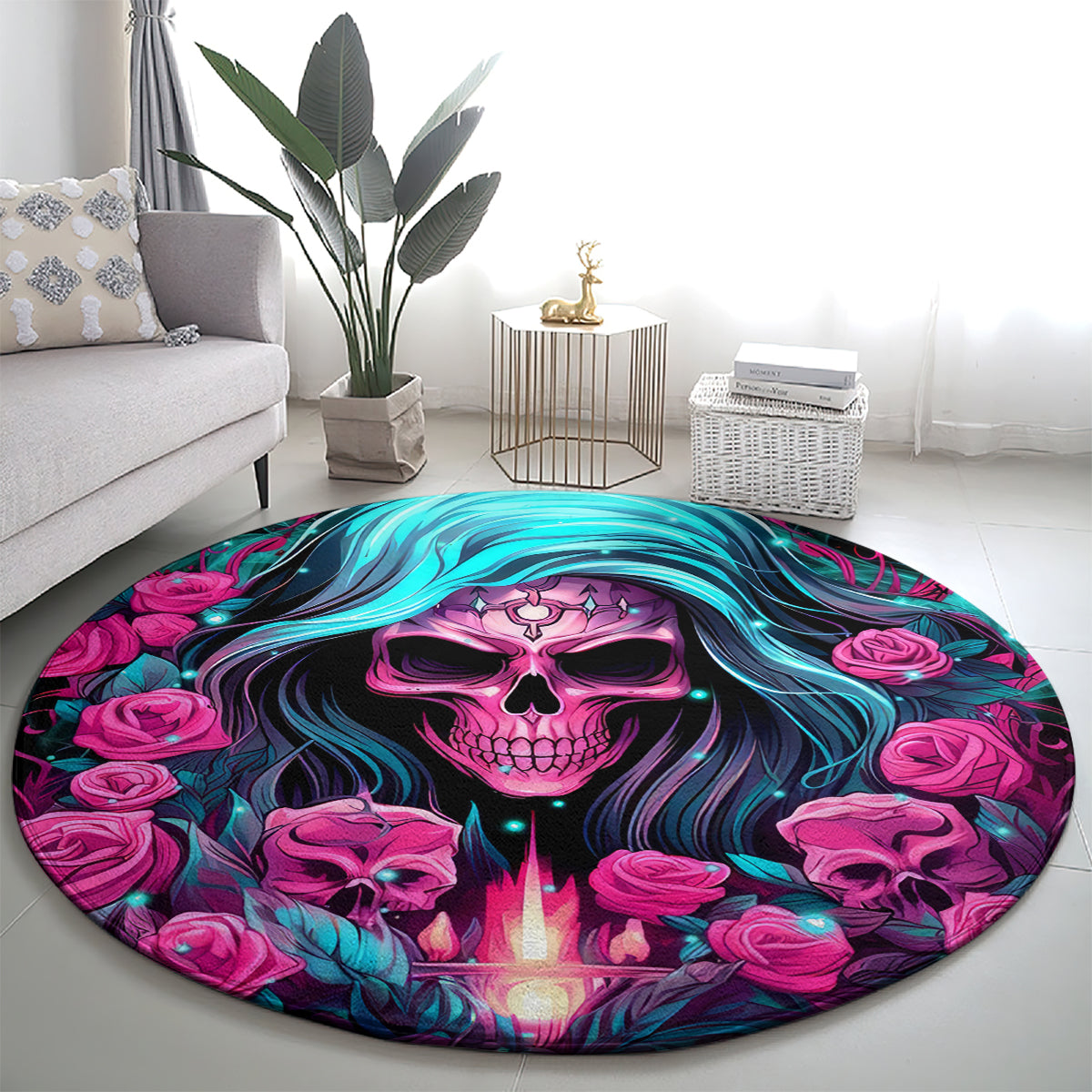 Lady Skull Round Carpet The Good Girl In Me Got Tired Of The Bullshit