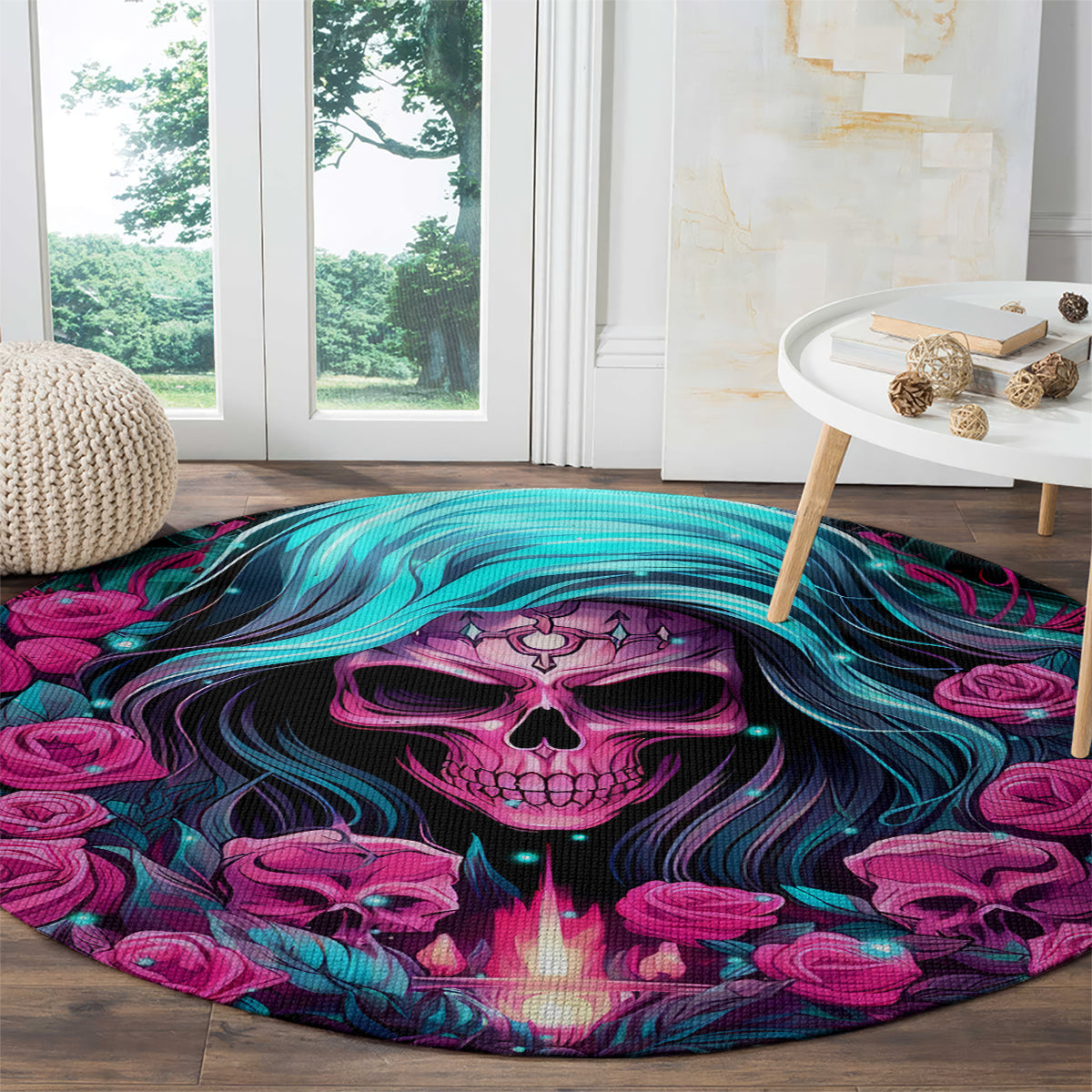 Lady Skull Round Carpet The Good Girl In Me Got Tired Of The Bullshit