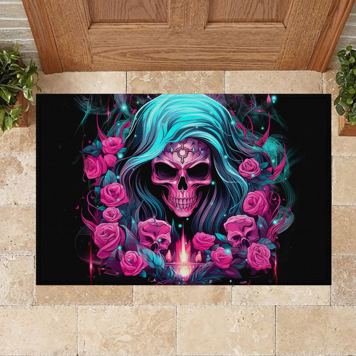 Lady Skull Rubber Doormat The Good Girl In Me Got Tired Of The Bullshit - Wonder Print Shop