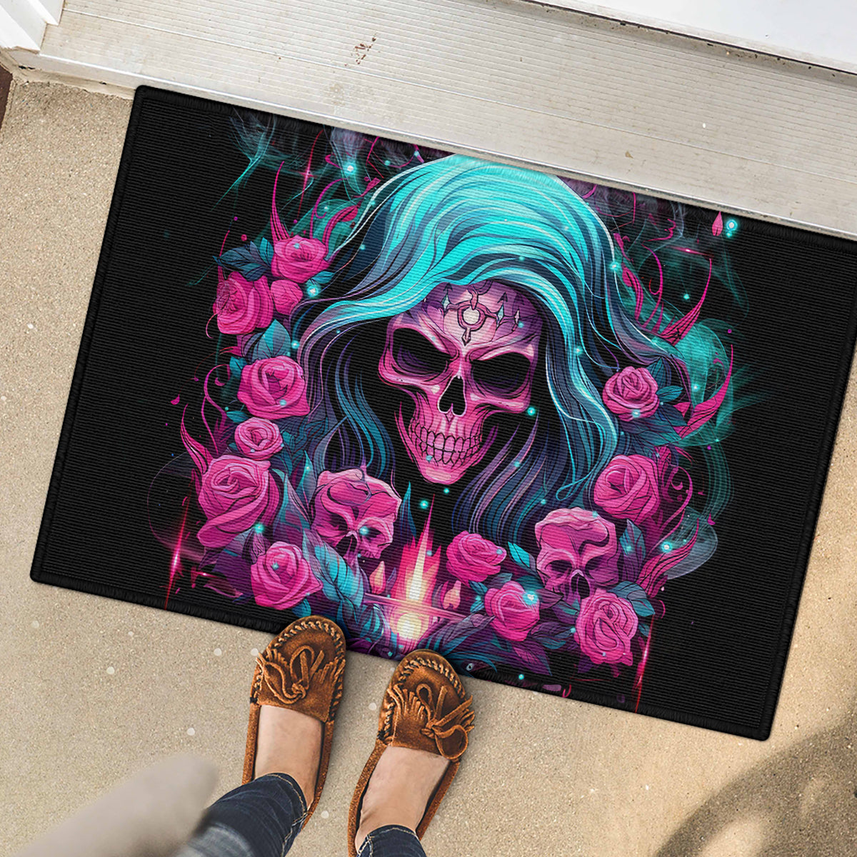 Lady Skull Rubber Doormat The Good Girl In Me Got Tired Of The Bullshit - Wonder Print Shop