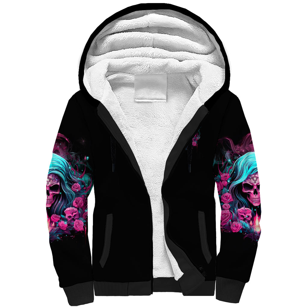 Lady Skull Sherpa Hoodie The Good Girl In Me Got Tired Of The Bullshit - Wonder Print Shop