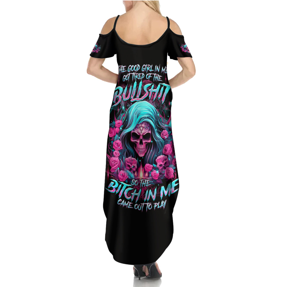Lady Skull Summer Maxi Dress The Good Girl In Me Got Tired Of The Bullshit - Wonder Print Shop