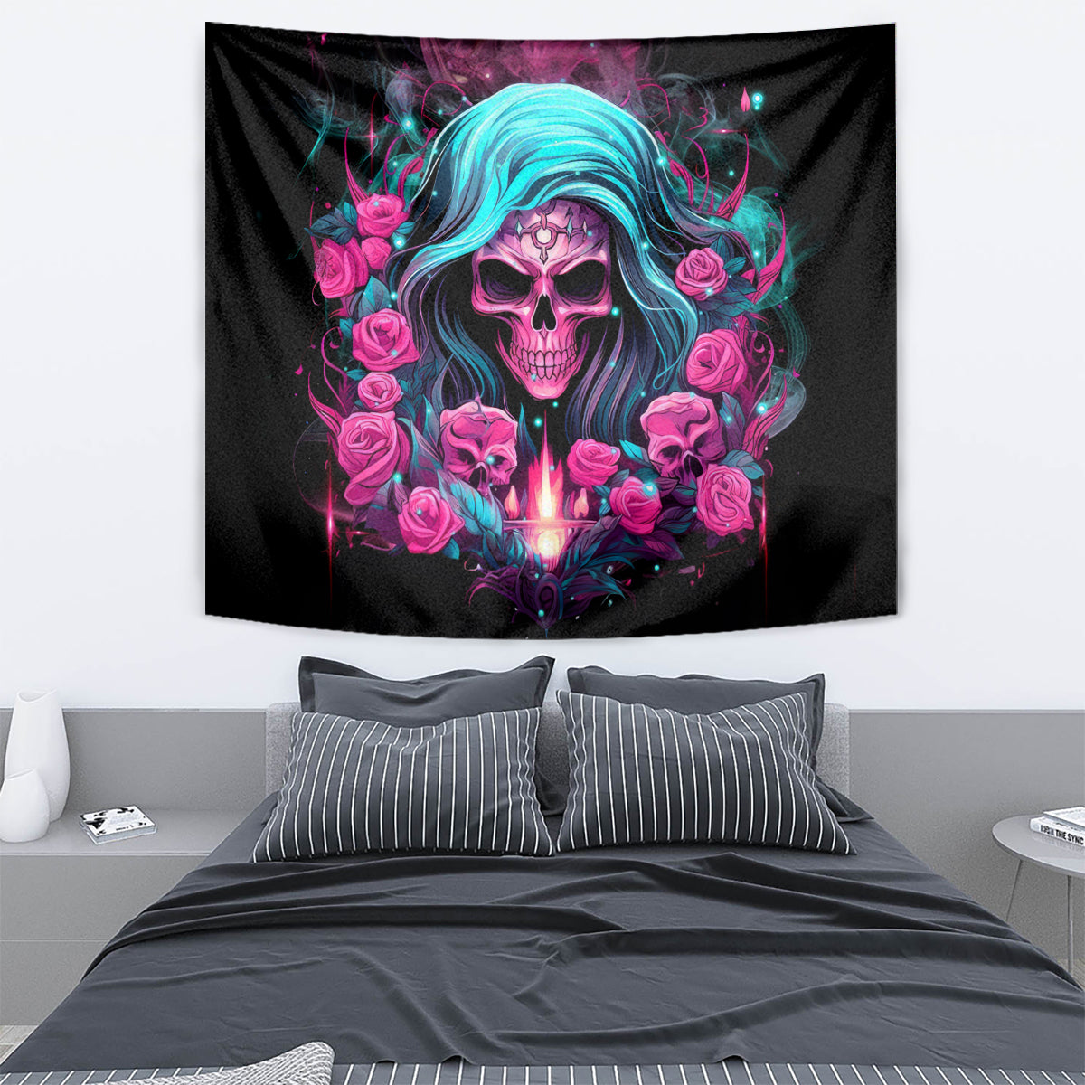 Lady Skull Tapestry The Good Girl In Me Got Tired Of The Bullshit - Wonder Print Shop