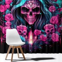 Lady Skull Window Curtain The Good Girl In Me Got Tired Of The Bullshit - Wonder Print Shop