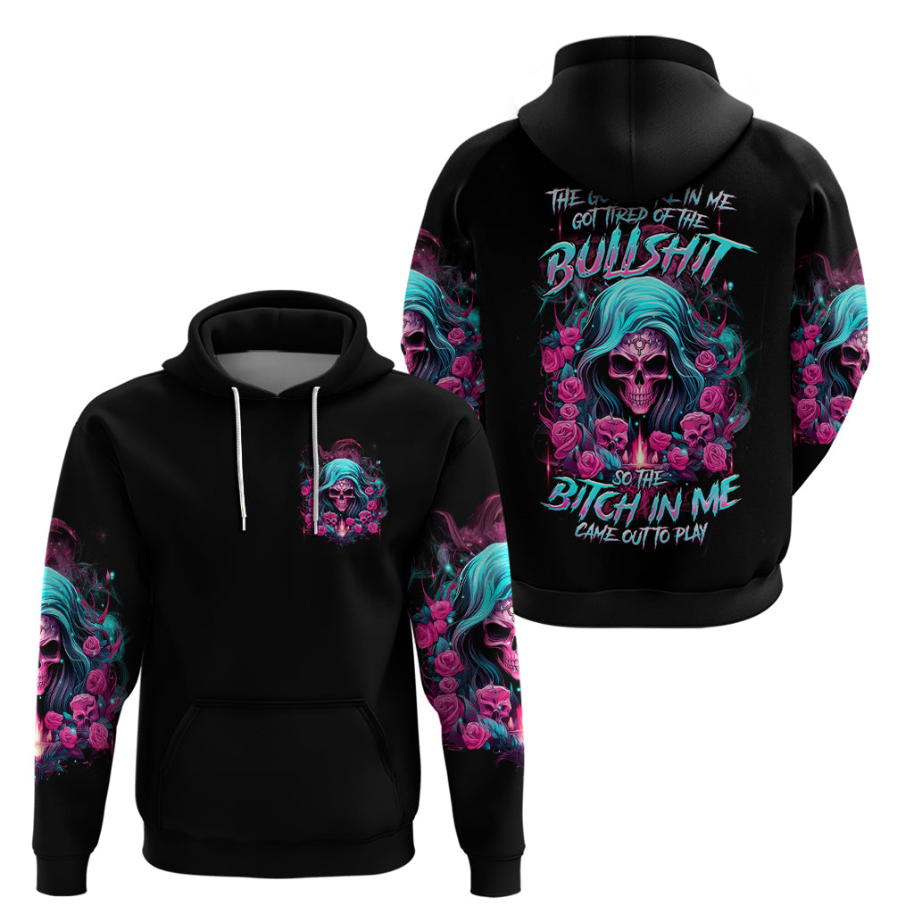 Lady Skull Zip Hoodie The Good Girl In Me Got Tired Of The Bullshit - Wonder Print Shop