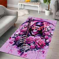 Reaper Skull Area Rug Warning This Tattooed Girl Doesn't Play Well With Stupid People - Wonder Print Shop