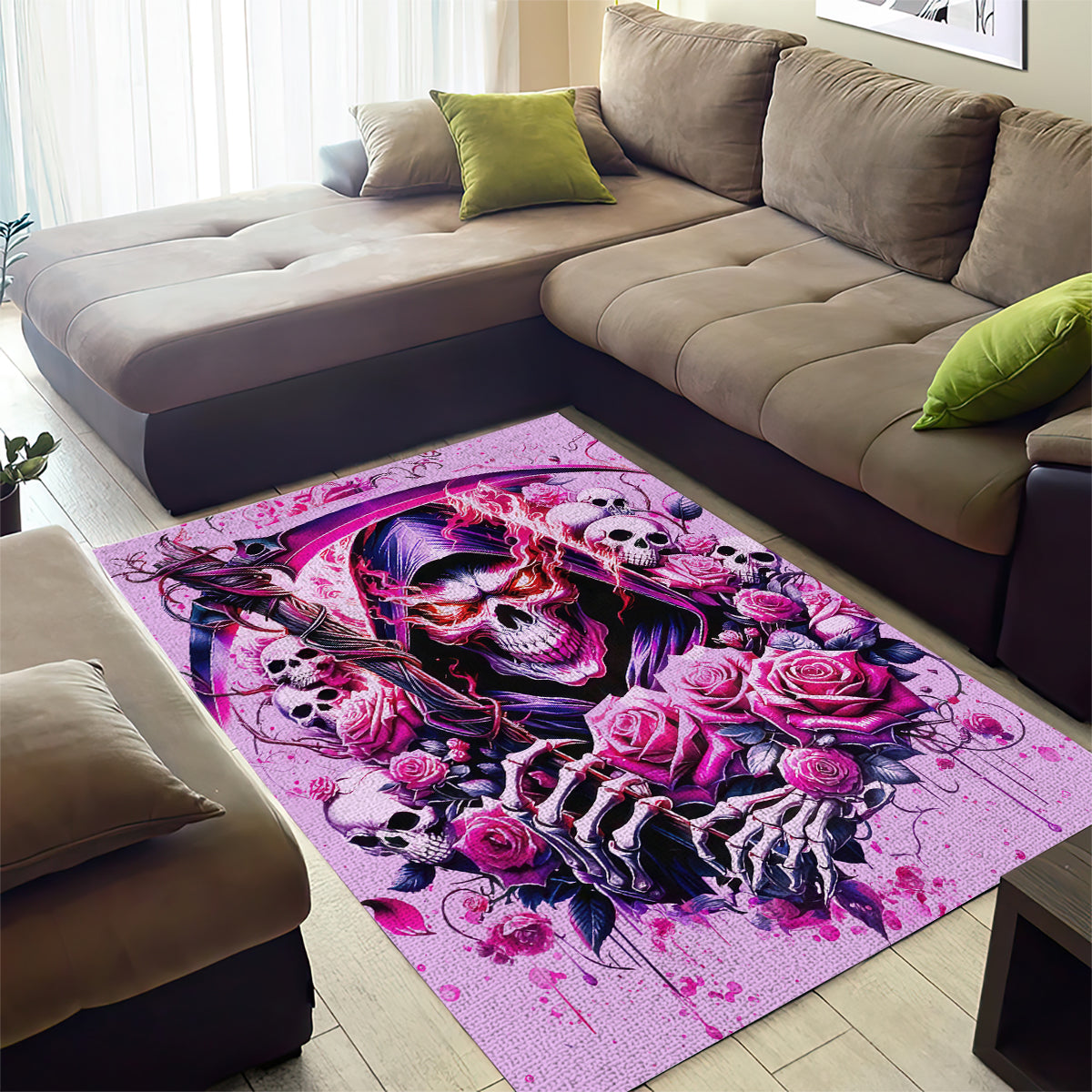 Reaper Skull Area Rug Warning This Tattooed Girl Doesn't Play Well With Stupid People - Wonder Print Shop