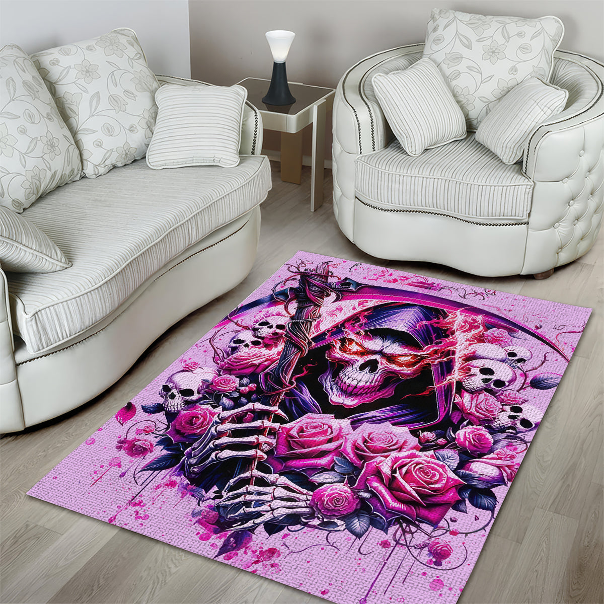 Reaper Skull Area Rug Warning This Tattooed Girl Doesn't Play Well With Stupid People - Wonder Print Shop