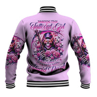 Reaper Skull Baseball Jacket Warning This Tattooed Girl Doesn't Play Well With Stupid People - Wonder Print Shop